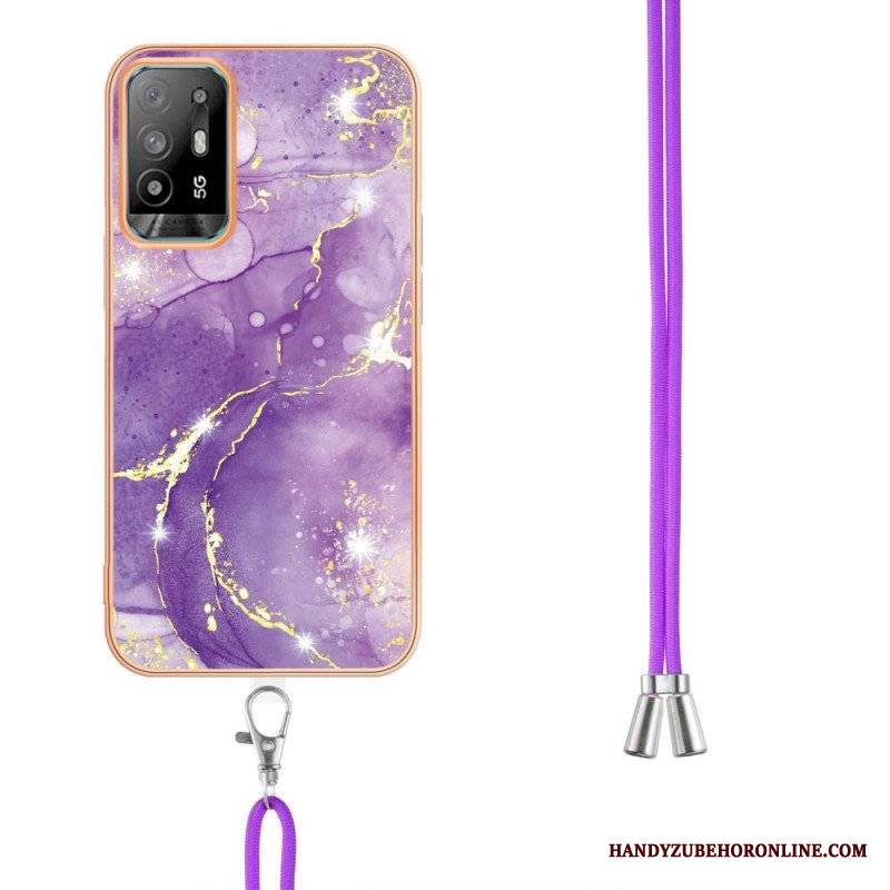 Etui do Oppo A94 5G Marmur Ze Sznurkiem