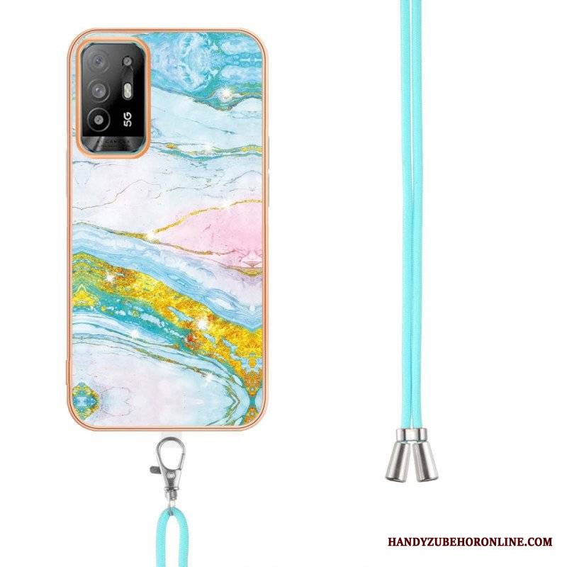 Etui do Oppo A94 5G Marmur Ze Sznurkiem