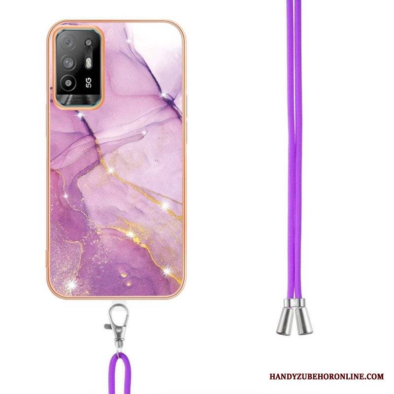 Etui do Oppo A94 5G Marmur Ze Sznurkiem