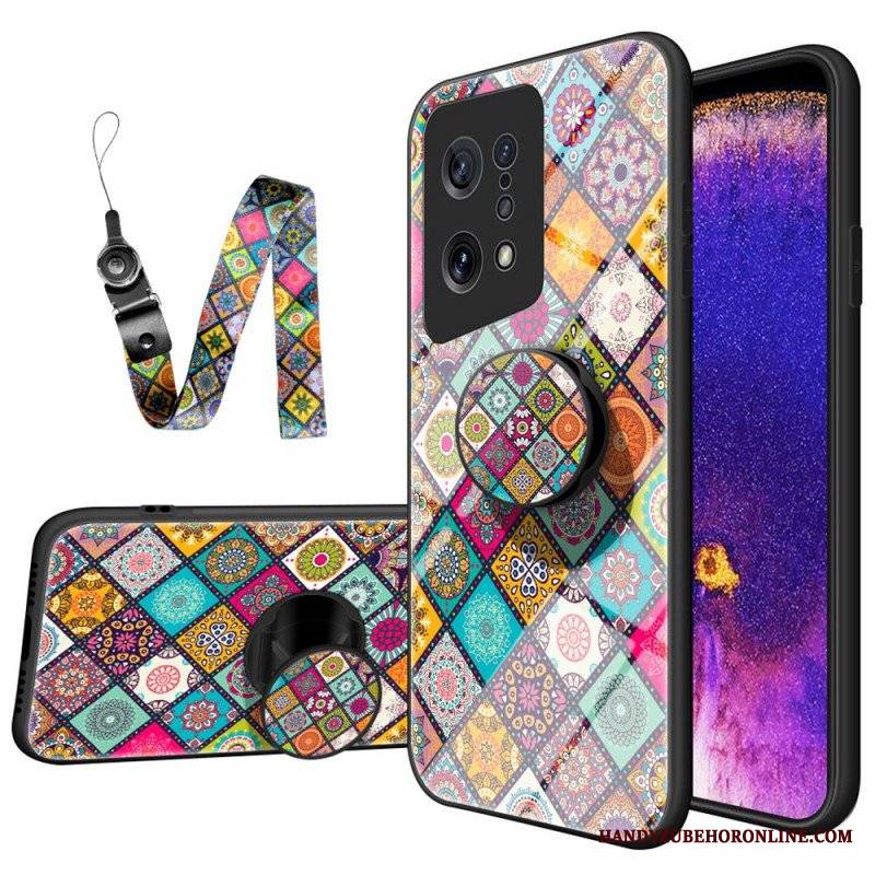 Etui do Oppo Find X5 Patchworkowy Uchwyt Magnetyczny