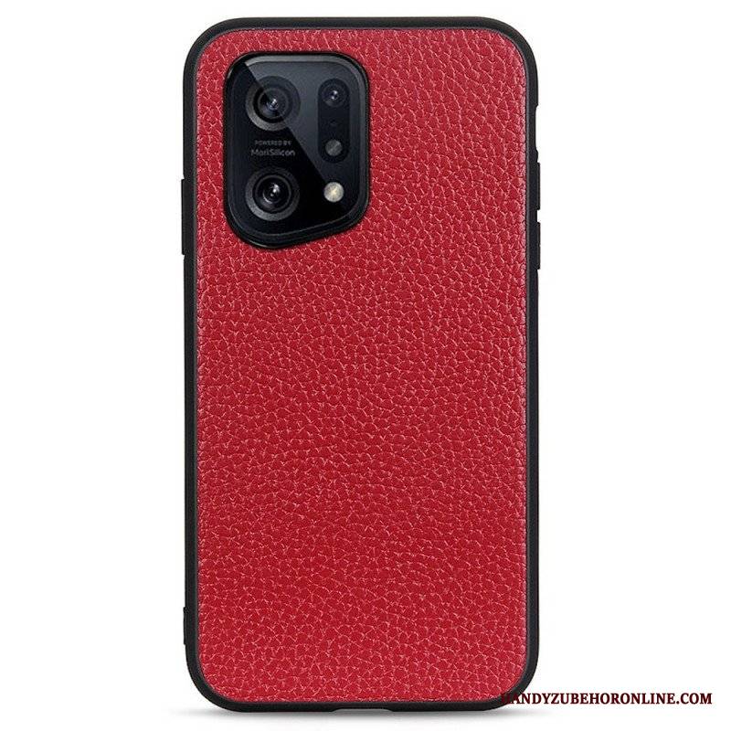 Etui do Oppo Find X5 Prawdziwa Skóra Litchi