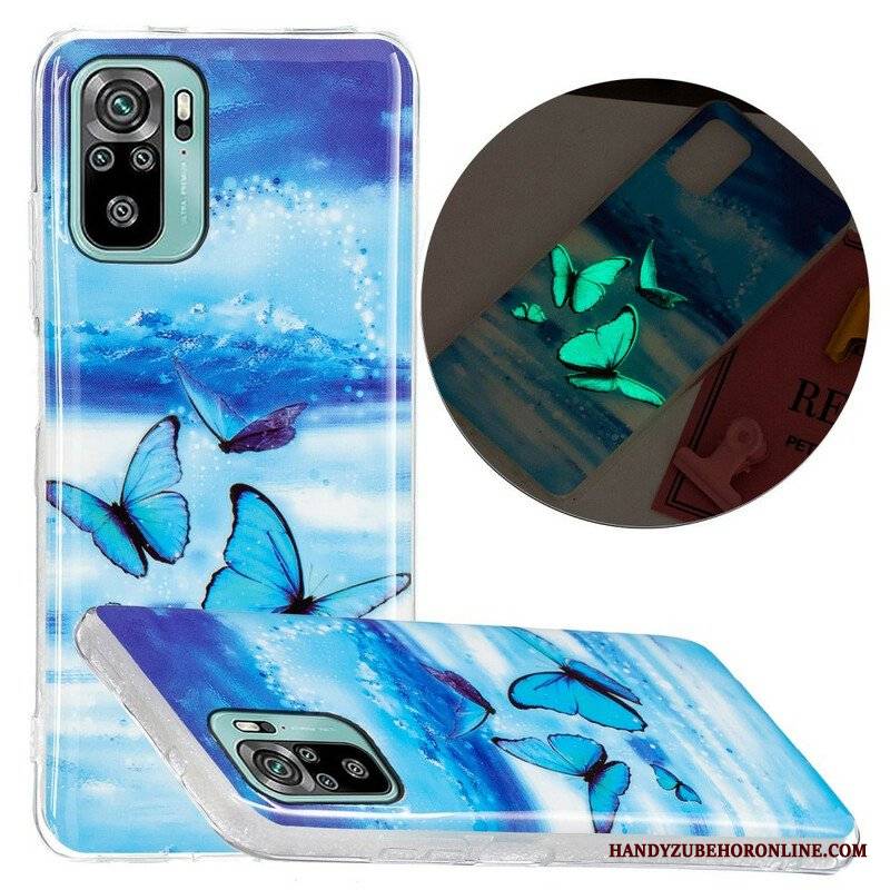 Etui do Poco M5s Fluorescencyjny Niebieski Motyl