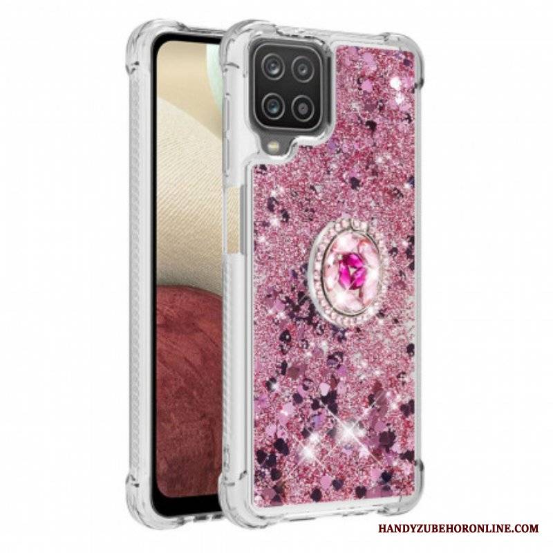 Etui do Samsung Galaxy M12 / A12 Cekiny Z Podparciem Pierścienia