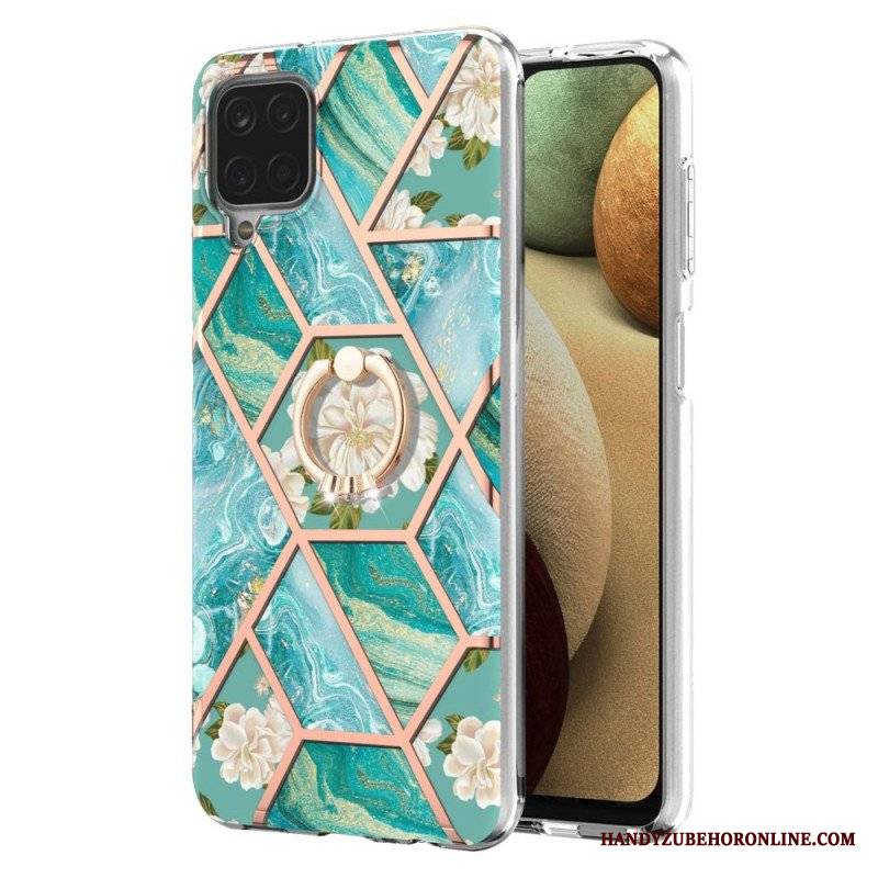 Etui do Samsung Galaxy M12 / A12 Marmur Ze Wspornikiem Pierścienia