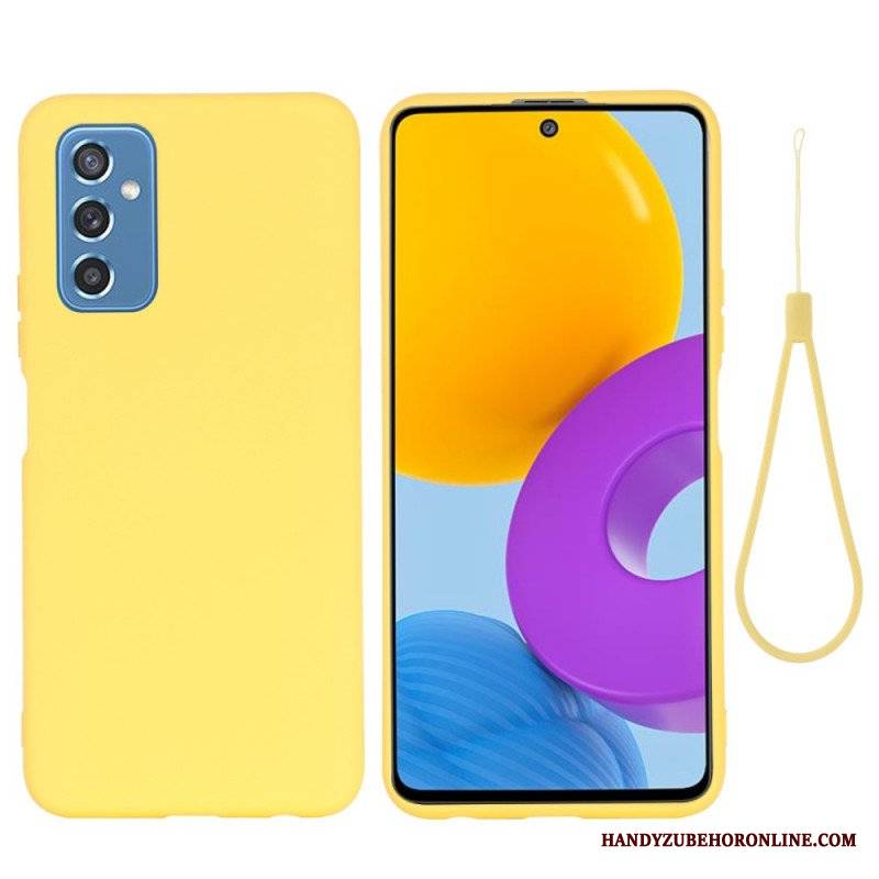 Etui do Samsung Galaxy M52 5G z Łańcuch Płynny Silikon W Paski