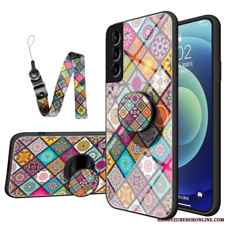 Etui do Samsung Galaxy S22 5G Patchworkowy Uchwyt Magnetyczny