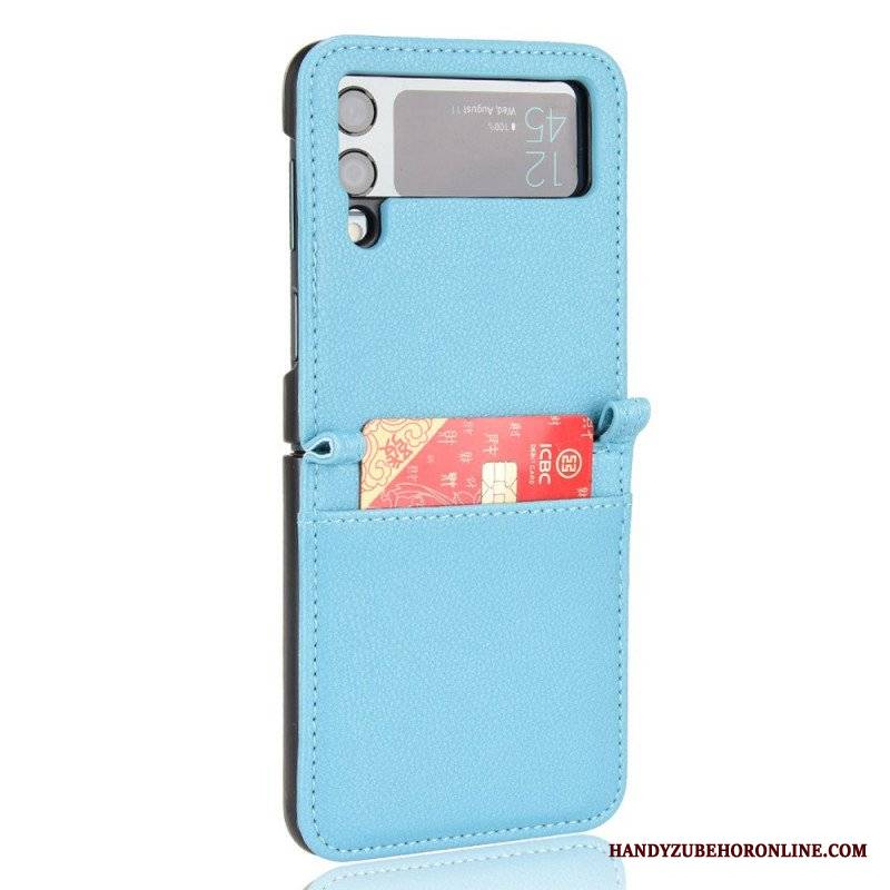 Etui do Samsung Galaxy Z Flip 3 5G Etui Folio Skórzane Etui Na Karty W Stylu Litchi