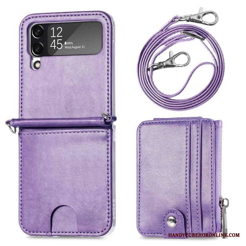 Etui do Samsung Galaxy Z Flip 4 Portfel Etui Folio Portfel Z Paskiem Na Ramię