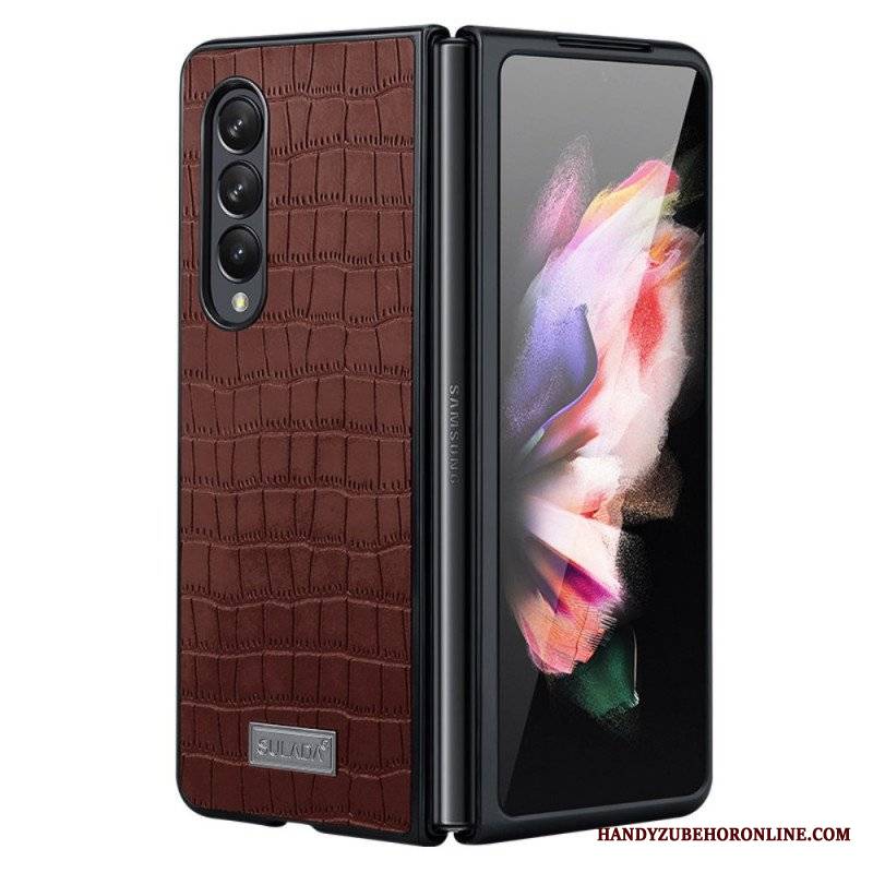 Etui do Samsung Galaxy Z Fold 3 5G Styl Sulada Ze Skóry Krokodyla