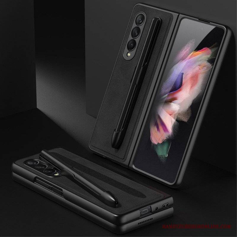 Etui do Samsung Galaxy Z Fold 3 5G Uchwyt Na Rysik Z Efektem Skóry Gkk