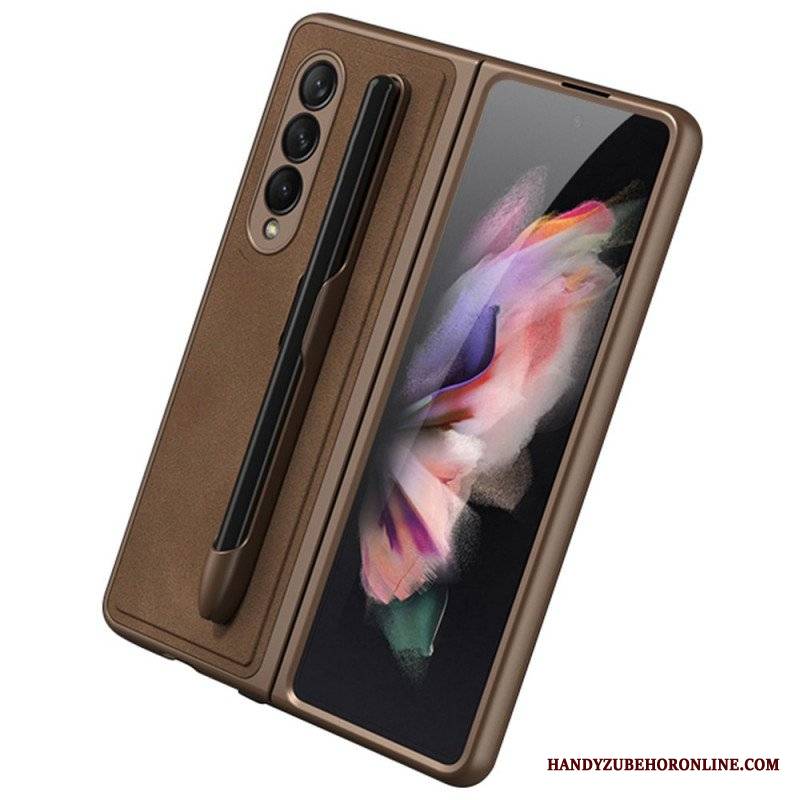 Etui do Samsung Galaxy Z Fold 3 5G Uchwyt Na Rysik Z Efektem Skóry Gkk