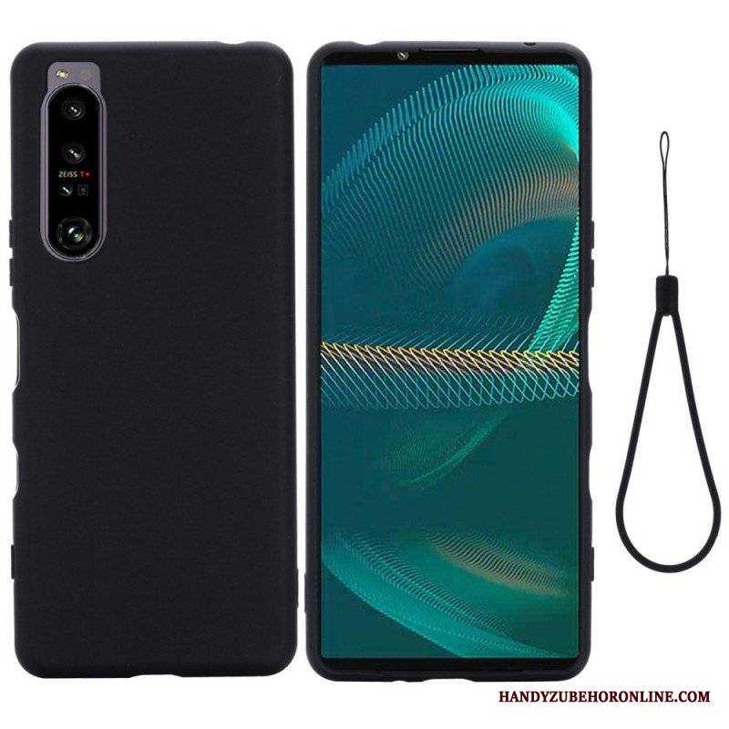 Etui do Sony Xperia 1 IV z Łańcuch Płynny Silikon W Paski