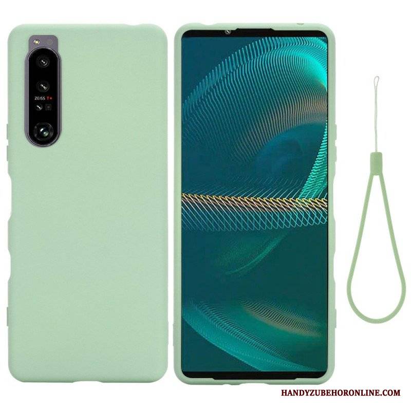 Etui do Sony Xperia 1 IV z Łańcuch Płynny Silikon W Paski