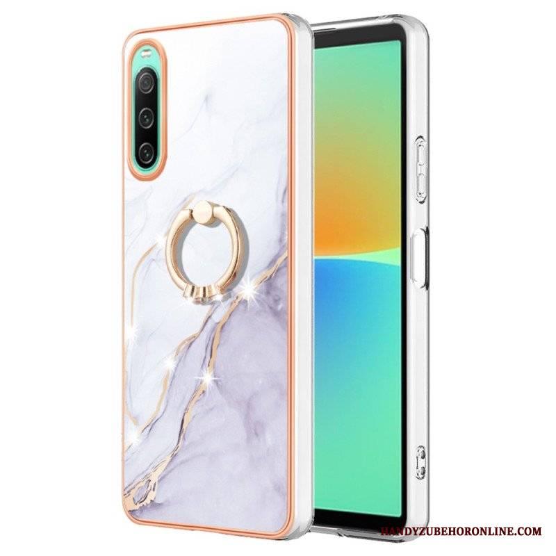 Etui do Sony Xperia 10 IV Marmur Ze Wspornikiem Pierścienia