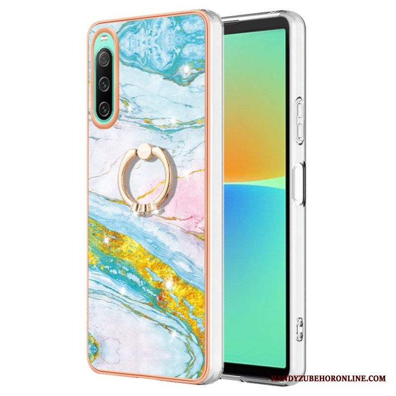 Etui do Sony Xperia 10 IV Marmur Ze Wspornikiem Pierścienia