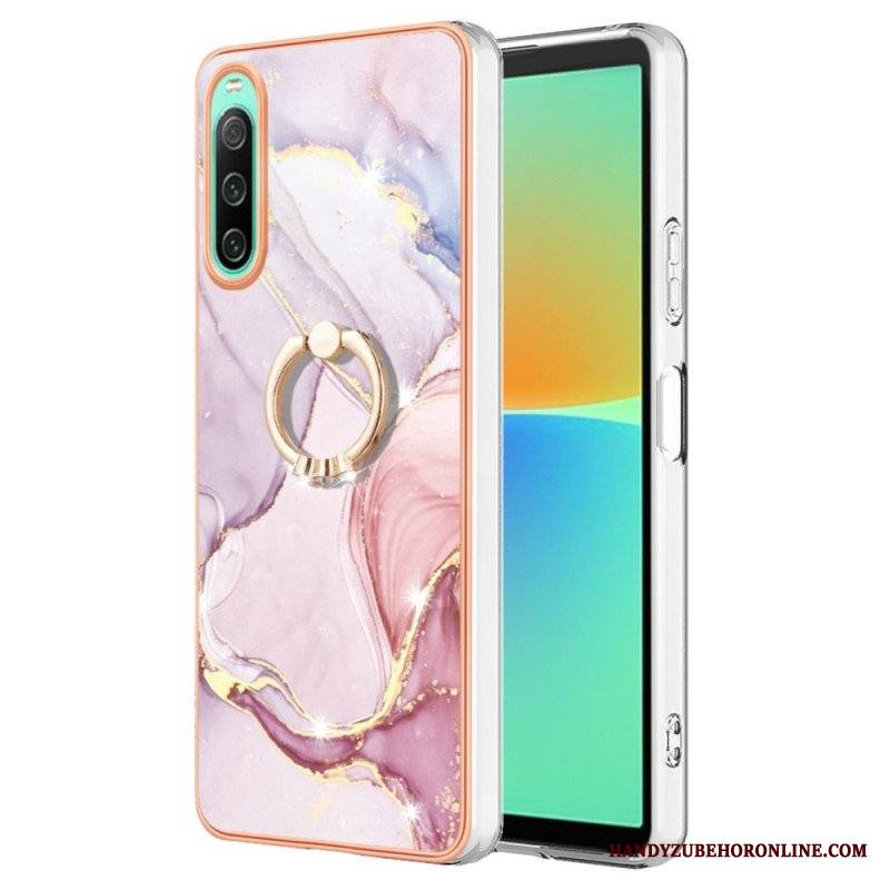 Etui do Sony Xperia 10 IV Marmur Ze Wspornikiem Pierścienia