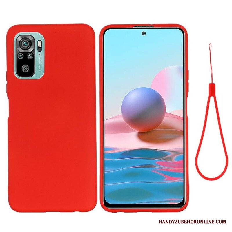 Etui do Xiaomi Redmi Note 10 / 10S Płynny Silikon Ze Smyczą