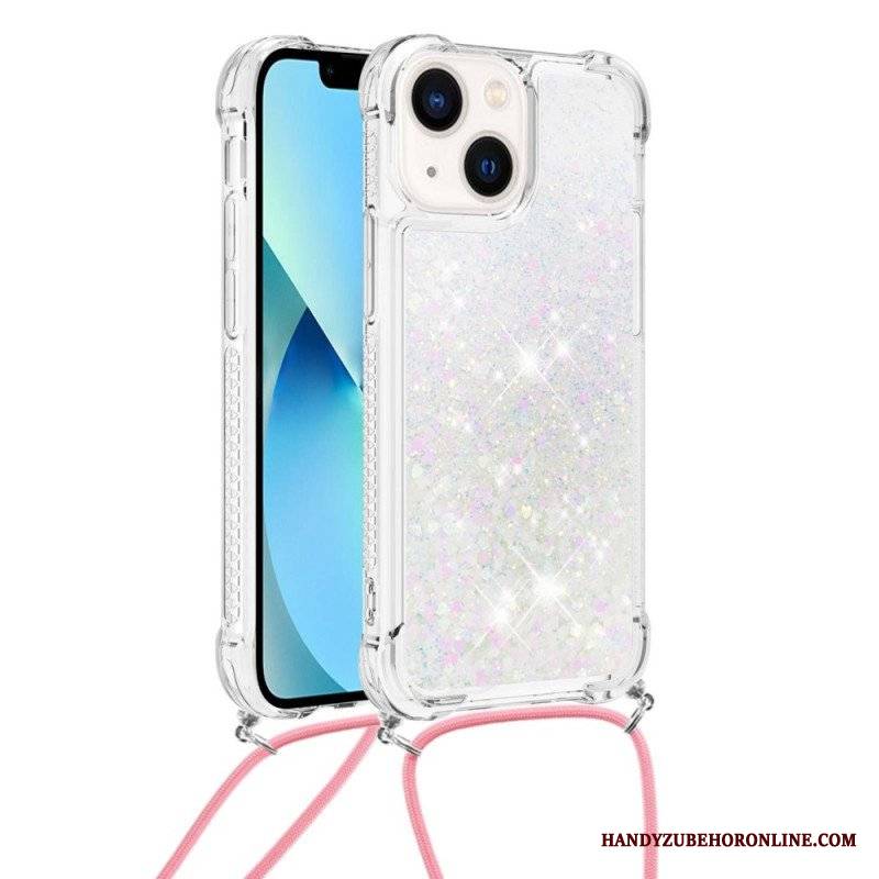 Etui do iPhone 14 Plus ze Sznurkiem Z Cekinowym Sznurkiem