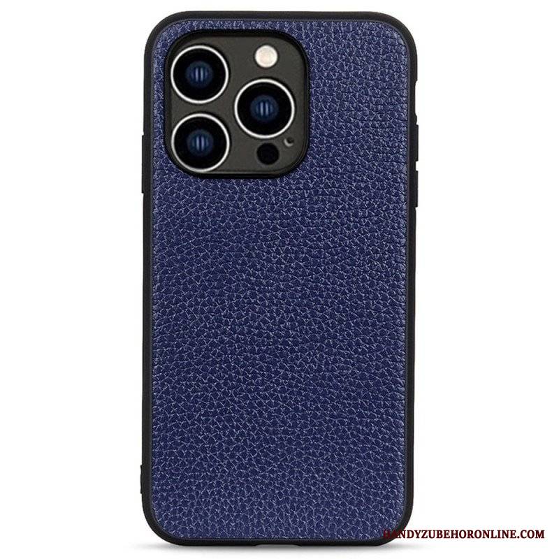 Etui do iPhone 14 Pro Prawdziwa Skóra Litchi