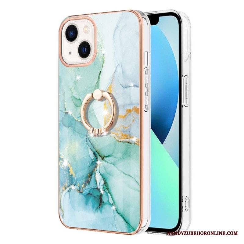 Etui do iPhone 15 Plus Styl Marmurowy Z Pierścieniem Podporowym