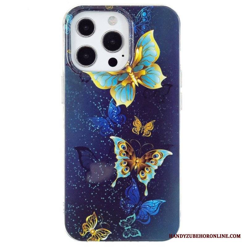 Etui do iPhone 15 Pro Fluorescencyjne Motyle