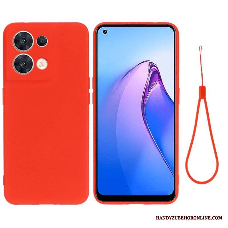 Futerały do Oppo Reno 8 z Łańcuch Płynny Silikon W Paski