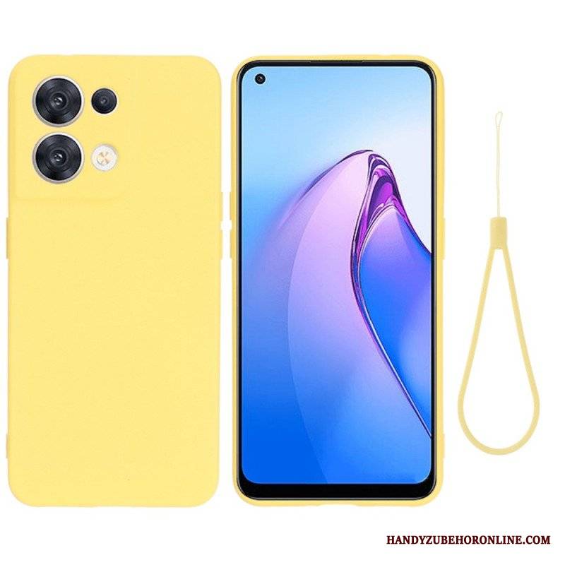 Futerały do Oppo Reno 8 z Łańcuch Płynny Silikon W Paski