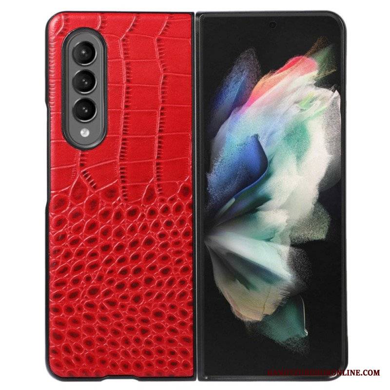 Futerały do Samsung Galaxy Z Fold 4 Modna Skóra Naturalna Z Efektem Krokodyla