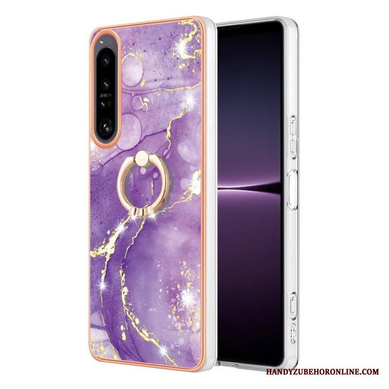 Futerały do Sony Xperia 1 IV Marmur Ze Wspornikiem Pierścienia