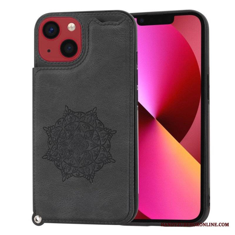 Futerały do iPhone 14 z Łańcuch Uchwyt Na Kartę Z Paskiem Mandala