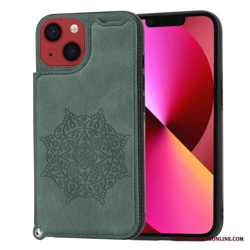 Futerały do iPhone 14 z Łańcuch Uchwyt Na Kartę Z Paskiem Mandala