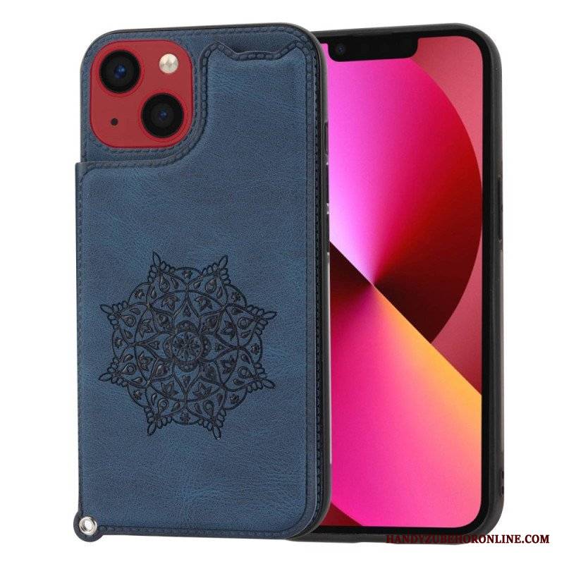 Futerały do iPhone 14 z Łańcuch Uchwyt Na Kartę Z Paskiem Mandala