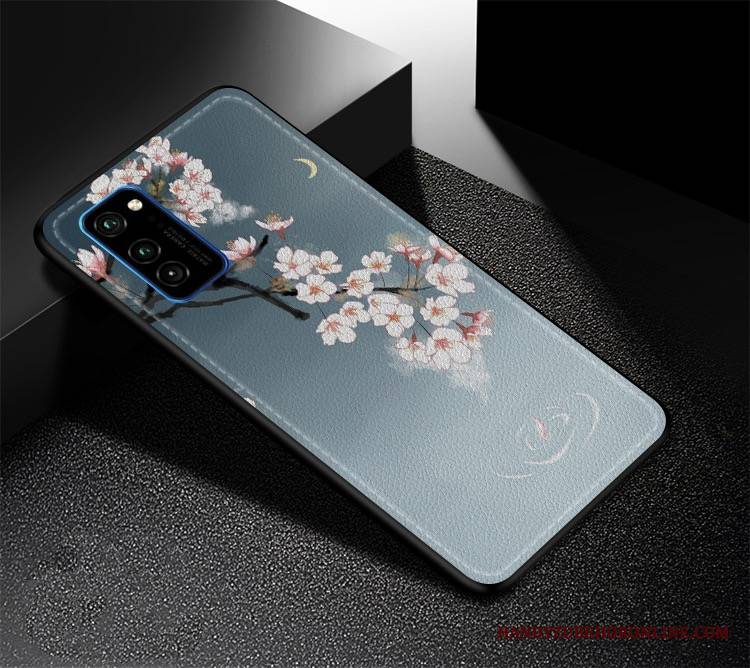 Honor View30 Pro Futerał Niebieski Chiński Styl All Inclusive Anti-fall Skóra Etui Na Telefon