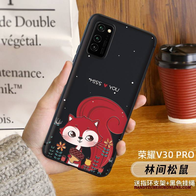 Honor View30 Pro Futerał Nowy Czerwony Kotek Telefon Komórkowy Anti-fall Miękki Nubuku