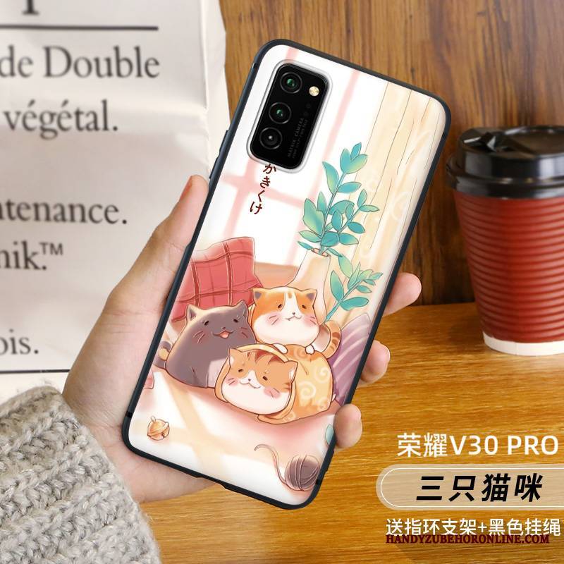 Honor View30 Pro Futerał Nowy Czerwony Kotek Telefon Komórkowy Anti-fall Miękki Nubuku