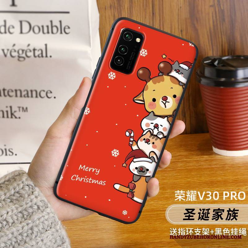 Honor View30 Pro Futerał Nowy Czerwony Kotek Telefon Komórkowy Anti-fall Miękki Nubuku