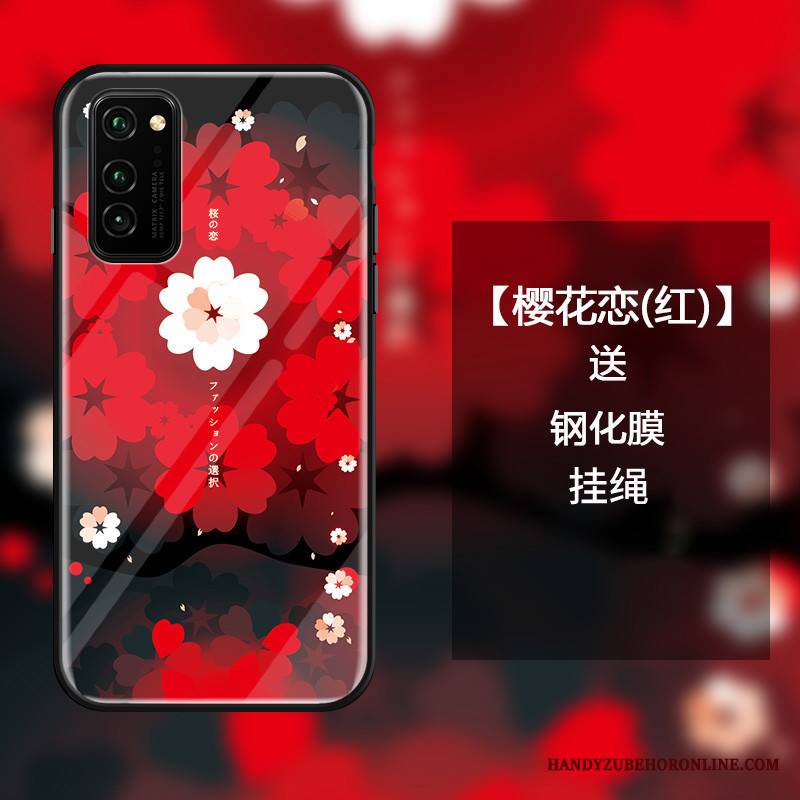 Honor View30 Pro Futerał Świeży Anti-fall Etui Na Telefon Sakura Niebieski Szkło Ochraniacz