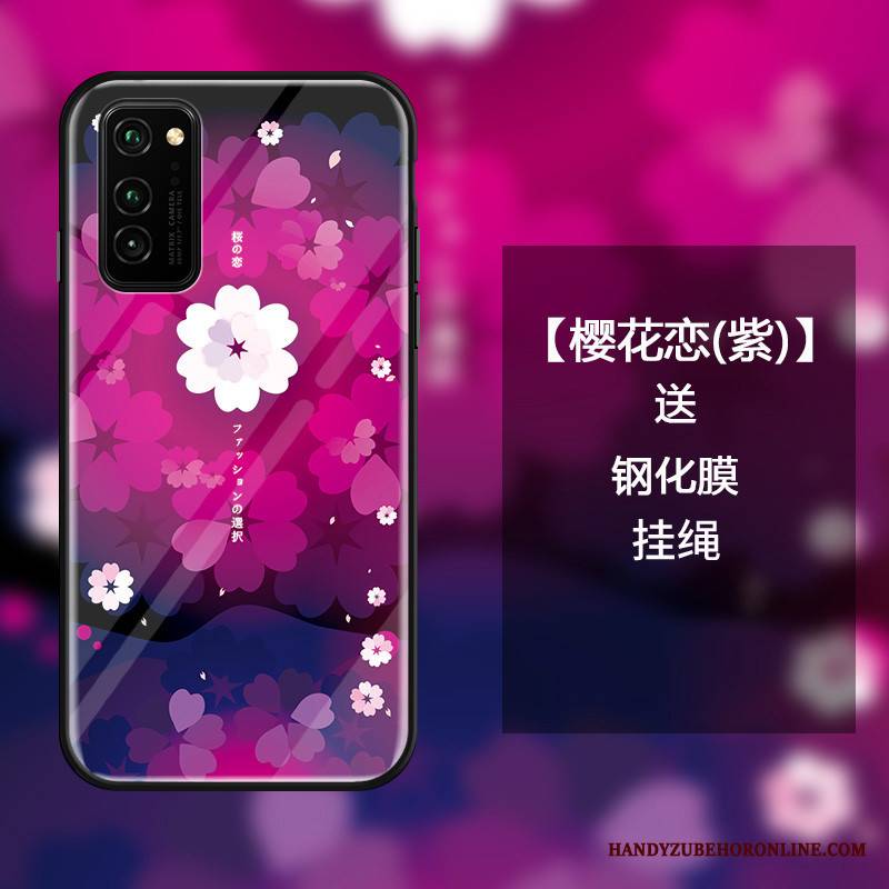 Honor View30 Pro Futerał Świeży Anti-fall Etui Na Telefon Sakura Niebieski Szkło Ochraniacz