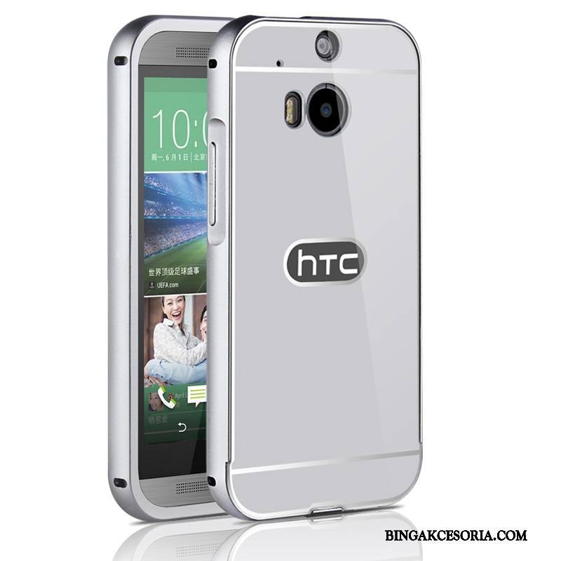 Htc One M8 Futerał Etui Metal Ochraniacz Etui Na Telefon Szkło Hartowane Srebro Filmy