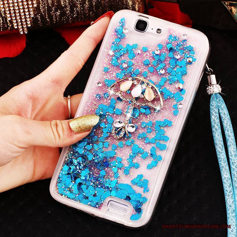 Huawei Ascend G7 Futerał Tendencja Niebieski Rhinestone Etui Cienka Quicksand Ochraniacz