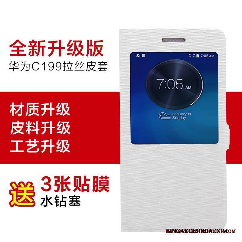 Huawei Ascend G7 Skórzany Futerał Ochraniacz Anti-fall Etui Etui Na Telefon Klapa Czerwony