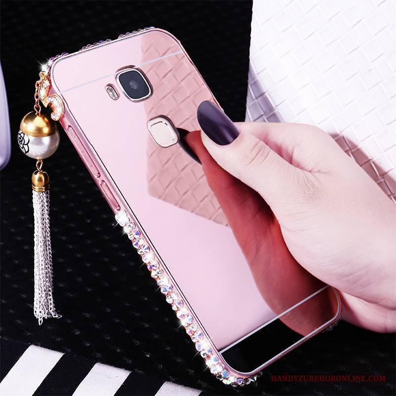 Huawei G7 Plus Futerał Rhinestone Srebro Etui Etui Na Telefon Metal Granica Trudno