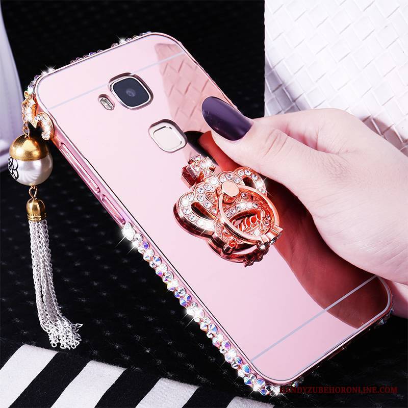 Huawei G7 Plus Futerał Rhinestone Srebro Etui Etui Na Telefon Metal Granica Trudno