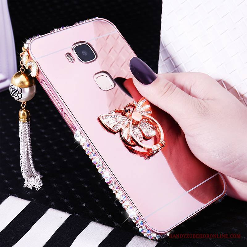 Huawei G7 Plus Futerał Rhinestone Srebro Etui Etui Na Telefon Metal Granica Trudno