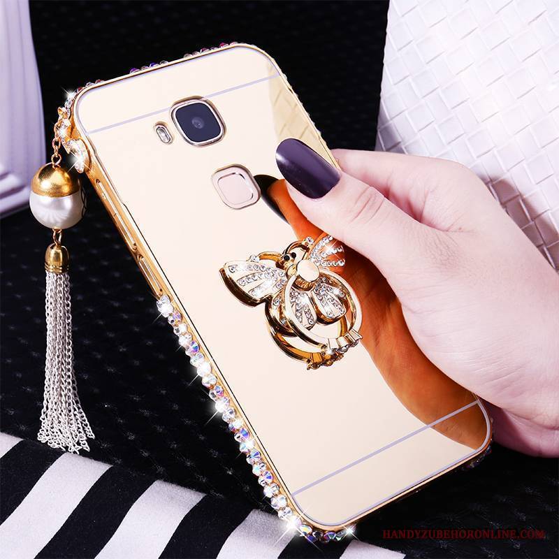 Huawei G7 Plus Futerał Rhinestone Srebro Etui Etui Na Telefon Metal Granica Trudno