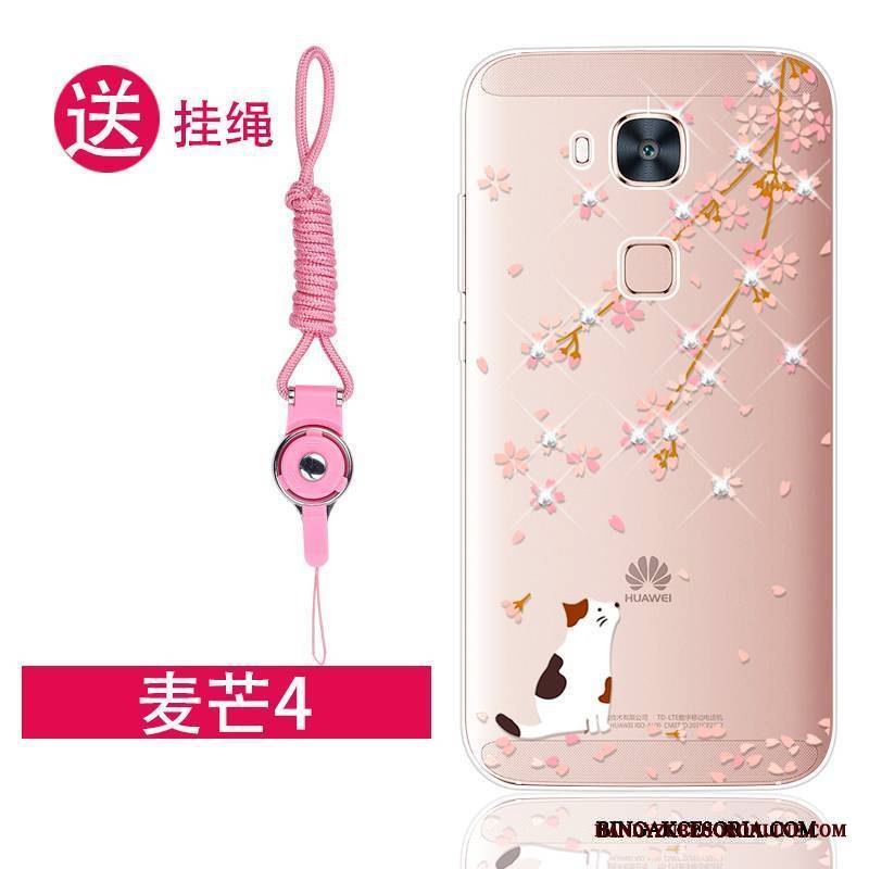 Huawei G7 Plus Futerał Różowe Rhinestone Etui Miękki Silikonowe Przezroczysty Tendencja