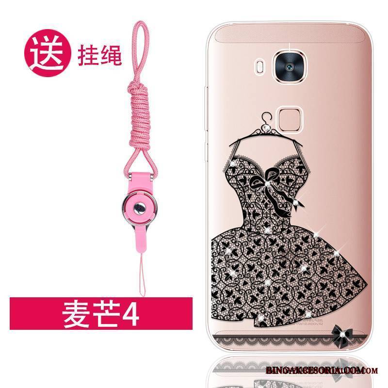 Huawei G7 Plus Futerał Różowe Rhinestone Etui Miękki Silikonowe Przezroczysty Tendencja