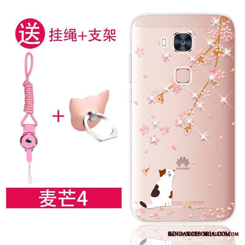 Huawei G7 Plus Futerał Różowe Rhinestone Etui Miękki Silikonowe Przezroczysty Tendencja