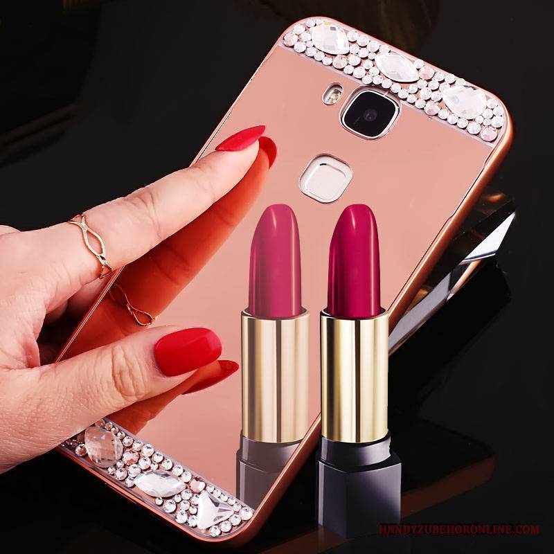 Huawei G7 Plus Granica Metal Rhinestone Etui Ochraniacz Futerał Srebro