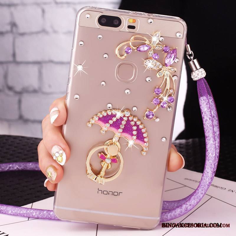 Huawei G9 Lite Futerał Ring Etui Na Telefon Anti-fall Młodzież Rhinestone Klamra Niebieski